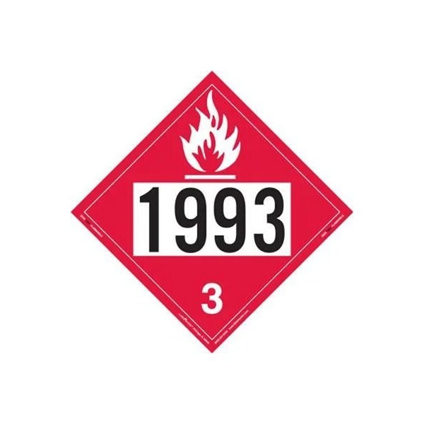 Labelmaster Flammable Liquid Placard, Un 1993, Removable Vinyl, 25pk ZEZ21993 - main